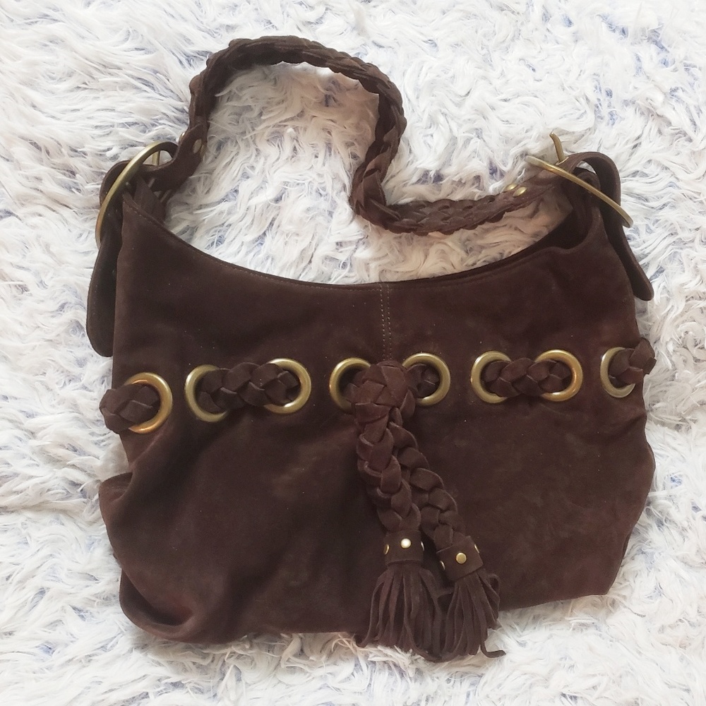 Kooba Dark Brown Suede Hobo Bag